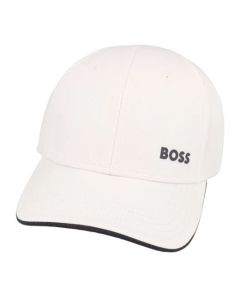 This Bold Cap in White with Contrast Visor by BOSS has a raised logo on the front which is rubberised to add texture.