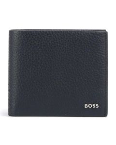 Crosstown Navy Bifold Grained Leather 4CC Coin Wallet