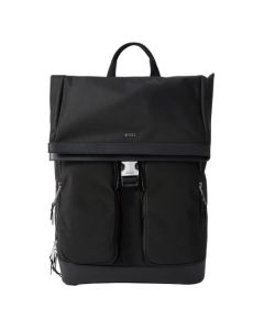 Highway Black Nylon & Leather Trim Roll Top Backpack