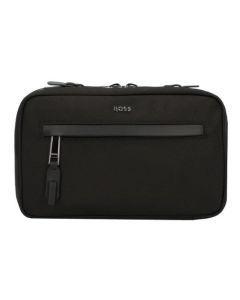 This BOSS Highway Wash Bag Black with Two-way Zip has a front zip pocket and two zipped compartments inside the main compartment.