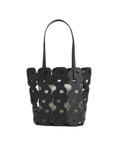 This BOSS Double 'B' Monogram Black Leather Tote Bag & Pouch is made with cowhide leather that is tanned in black.