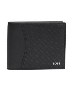 This Zair Monogram 4CC Bifold Coin Pouch Wallet by BOSS has a monogram print which is quite subtle on the textured leather.