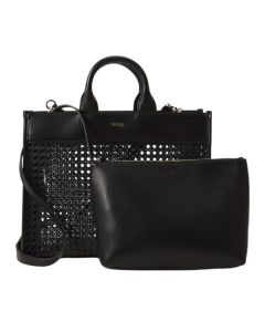 This BOSS Sandy Faux Leather Black Woven Tote Bag With Zip Pouch has a detachable zipped pouch in matching faux leather.