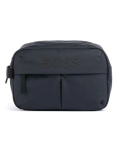 BOSS' Stormy Dark Blue Wash Bag with Raised Logo is great for taking with you on travels and can keep all your toiletries safely inside.