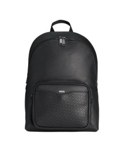 Zair Monogram Front Pocket Faux Leather Backpack