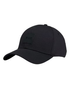 Seersucker Black Cap with Logo Patch