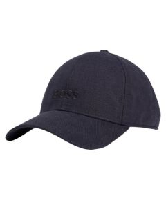 This Zed Dark Blue Linen Embroidered Logo Cap by BOSS has the embroidered logo on the front in matching blue.