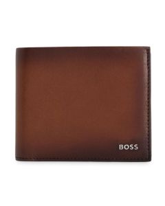 This BOSS Highway 8CC Brown Leather Bifold Wallet is made out of smooth cowhide leather with an ombre exterior.