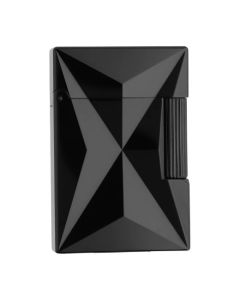 This S.T. Dupont Ligne 2 Small Fire X Black PVD Lighter is made out of shiny black PVD with an engraved pattern on the reverse side.