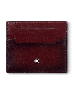 Montblanc's Meisterstück 6CC Sfumato Card Holder Burgundy with 6 card slots and a central top pocket. 