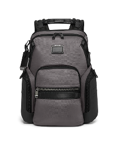 TUMI's Alpha Bravo Charcoal Navigation Backpack has front zip pockets for easy organisation. 