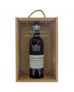 Late Bottled Taylor's Vintage Port and Cheeseboard Gift Set in Wooden Gift Box.