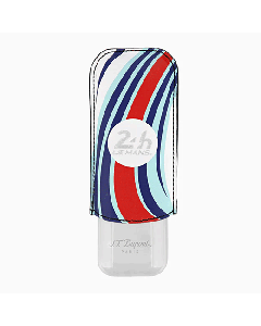 This S. T. Dupont 24H du Mans White & Chrome Double Cigar Case features the striped detailing on the calf leather. 
