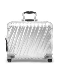 TUMI's 19 Degree Aluminium Compact Carry-On Case has been made out of durable aluminium with black leather trims to contrast.