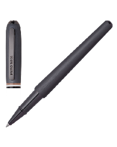 This Contour Iconic Stripe Rollerball Pen is by Hugo Boss and features the brand name on the clip. 