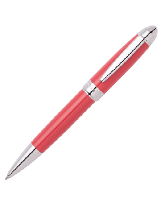 The Hugo boss Icon Ballpoint Pen in Coral & Chrome is made with brass. 