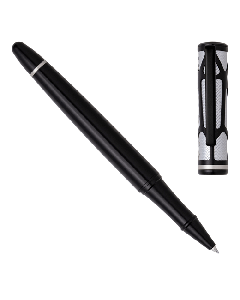 This Hugo Boss Craft Chrome Rollerball Pen is made with brass and black lacquer. 