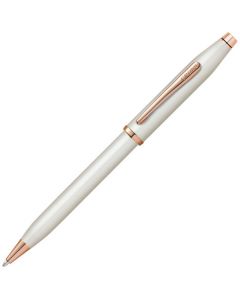 This White Pearlescent Lacquer Century II Ballpoint Pen was designed by Cross. 