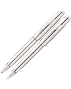 This Chrome Coventry Ballpoint Pen & Pencil Set was designed by Cross. 
