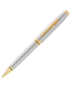 This Chrome Coventry Ballpoint Pen with Gold Trim was designed by Cross. 