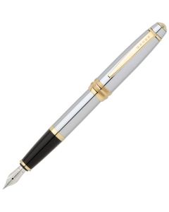 Front of the Cross Bailey chrome and gold fountain pen.