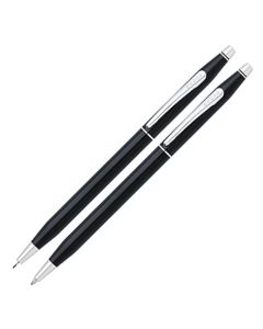 The Cross black lacquer ballpoint pen and mechanical pencil set.