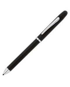 This CROSS Tech3+ Satin Black and Chrome Multi-Function Pen is made out of black lacquer with polished chrome trims.