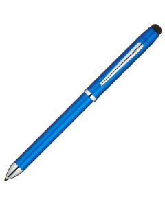 This Cross Tech3+ Metallic Blue and Chrome Multi-Function Pen has a brushed chrome blue barrel and cap with polished chrome trims that give it a luxe feel.