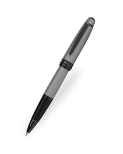 This Bailey Matte Gunmetal Grey Rollerball Pen by Cross has a sleek barrel and cap in a matte grey with polished black trims.
