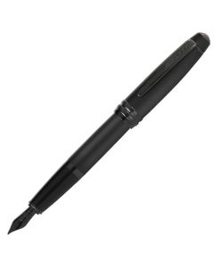 This Cross Bailey Matte Black & PVD Trim Fountain Pen has the brand name engraved onto the top of the clip and on the nib.