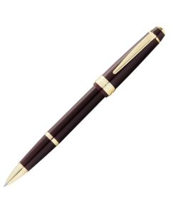 This Cross Bailey Light Rollerball Pen Dark Red with Gold Trim has a click mechanism to put the lid into place and comes with polished gold trims.