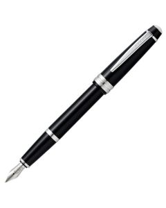 This Bailey Light Black Fountain Pen by Cross has a sleek barrel in glossy black lacquer with stunning chrome trims that have a polished finish.