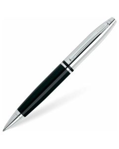 This Cross Calais Chrome & Black Ballpoint Pen has the brand name engraved onto the polished chrome clip very subtly.