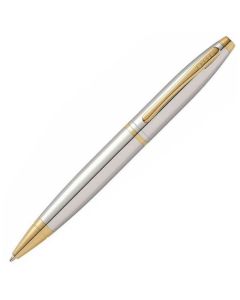 This Cross Calais Chrome & Gold Trim Ballpoint Pen has quite a chunky barrel and cap with softened edges to create a sleek finish.