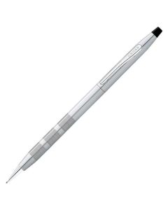 This Cross Classic Century Satin Chrome 0.7mm Mechanical Pencil has three clusters of lines close to the nib of the pencil with a sturdy grip.