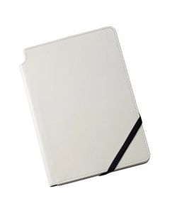 This Medium Lined White Leather Journal by Cross has a leatherette cover with an elastic closure to keep the book closed.