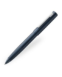 LAMY's Aion Deep Dark Blue Special Edition Rollerball Pen has a subtle metallic blue cap and barrel. 
