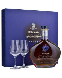 Extra Cognac Grande Champagne Set with 2 Glasses by Delamain.