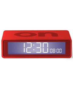 This red colour alarm clock has been created by Lexon.