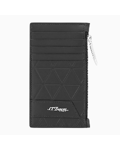 S. T. Dupont Firehead Black Soft Leather 5CC Holder & Coin Purse with the geometric firehead pattern on the leather. 