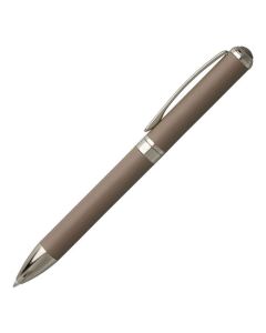 A full view of the Verse smooth taupe leather ballpoint pen by Hugo Boss.