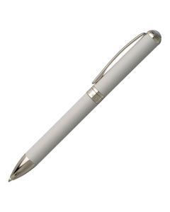 Full view of the Hugo Boss Verse shell grey ballpoint pen.
