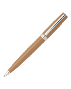 This Gear Icon Camel & Chrome Ballpoint Pen is by Hugo Boss. 