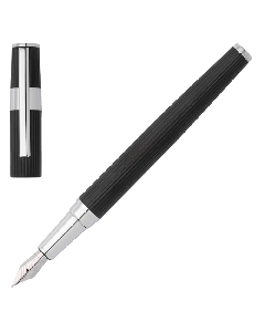 Gear Pinstripe Fountain Pen Black and Chrome by Hugo Boss