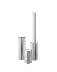 These are the Georg Jensen Stainless Steel Bernadotte Set of 3 Tealight & Candle Holders.