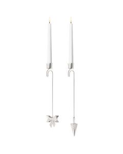 These Palladium Plated Bow & Cone Christmas Candle Holder Set are made by Georg Jensen. 