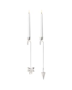 These Palladium Plated Bow & Cone Christmas Candle Holder Set are made by Georg Jensen. 