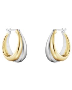 These are the Georg Jensen Sterling Silver & 18 KT. Yellow Gold Curve Medium Earrings.