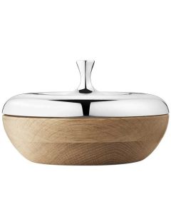 The Georg Jensen HK stainless steel and oak wood turnip bonbonniere.