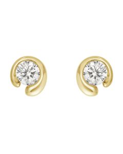 These 0.10 CT Yellow Gold Mercy Solitare Earrings have been designed by Georg Jensen.